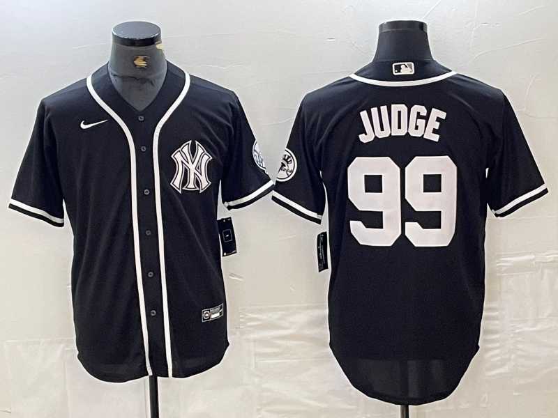 Mens New York Yankees #99 Aaron Judge Black White Cool Base Stitched Jersey->new york yankees->MLB Jersey